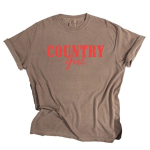 Country Girl Puff Print - Womens Garment Dyed Graphic T-Shirt - 1 of 4