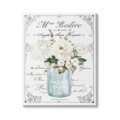 Stupell Industries Vintage Parisian Floral Bouquet White Farmhouse Flowers