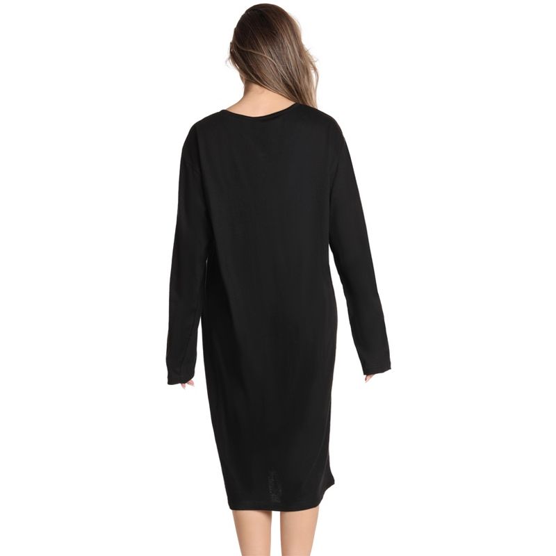 Just Love Womens Nightgown - Long Sleeve Henley Oversized Sleepwear Gown, 3 of 4