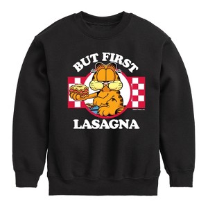 Boys' - Garfield - But First, Lasagna Graphic Long Sleeve Fleece Sweatshirt - 1 of 4