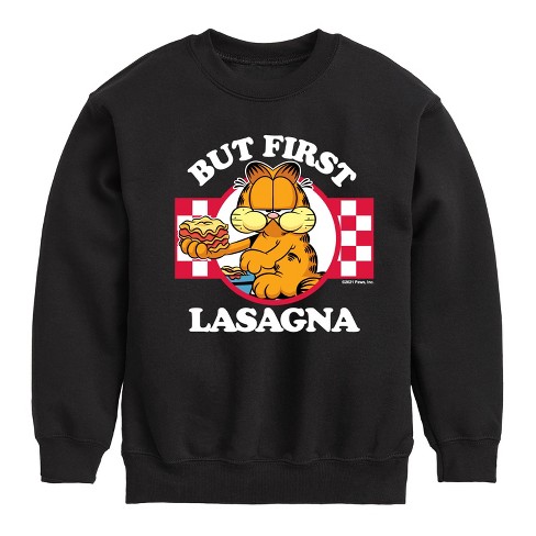 Boys' - Garfield - But First, Lasagna Graphic Long Sleeve Fleece Sweatshirt - image 1 of 4