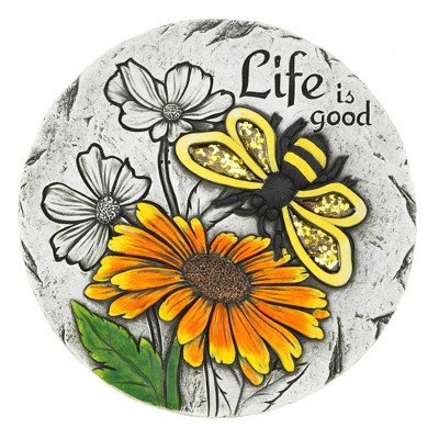 Cement "Life is Good" Sunflower Stepping Stone - Zingz & Thingz