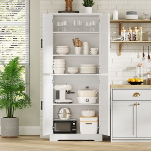 70" Tall Kitchen Pantry Cabinet, Freestanding Cupboard Storage Cabinet with Adjustable Shelves, Wooden Coffee Bar Cabinet for Living Room - 1 of 4