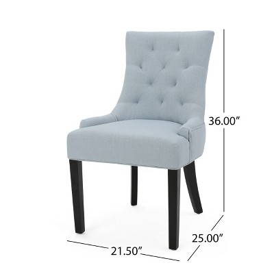Light Sky Upholstered Tufted Side Chairs with Wood Legs, Set of 2