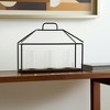 HomeRoots 15" Black Metal Glass And Wood Geometric Three Light Hurricane Candle Holder - 2 of 4