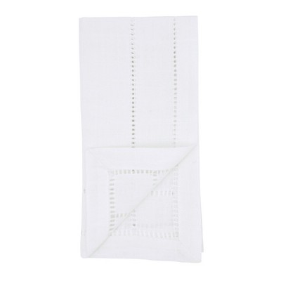 White Cotton Double Hemstitch Table Napkins Set of 4