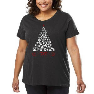 LA Pop Art Paw Christmas Tree - Women's Word Art T-Shirt - 1 of 4