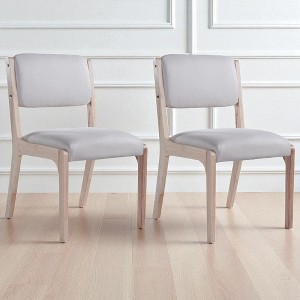 Modern Farmhouse Dining Chairs Set of 2, Upholstered Side Chairs with Solid Rubberwood Legs and Padded Seat for Kitchen or Dining Room - 1 of 4