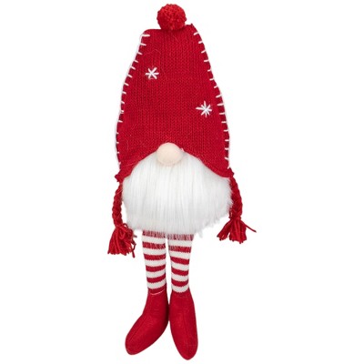 Northlight 18-Inch Plush Red and White Sitting Christmas Gnome Tabletop Decoration