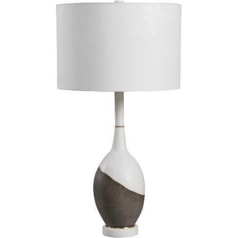 Uttermost Mid Century Modern Table Lamp 28 1/2" Tall Charcoal Polished White Concrete Fabric Drum Shade for Living Room Bedroom - image 1 of 1