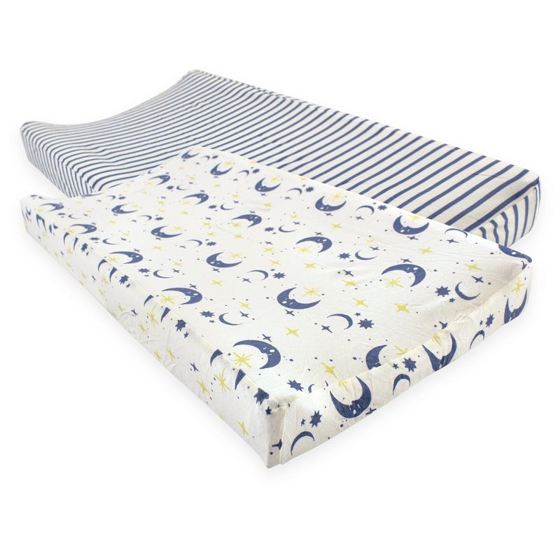 Touched by Nature Baby Organic Cotton Changing Pad Cover, Moon, One Size, 1 of 3