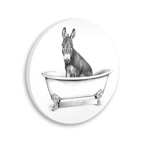 Stupell Industries Donkey in Claw Tub Farm Animal Bathroom Sketch Wall Plaque Art - 1 of 4