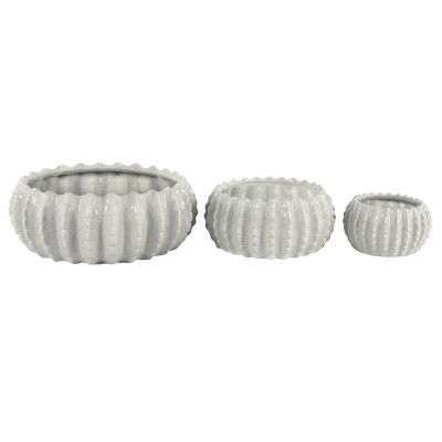 Set of 3 Embossed Planters Leaf Patterned - Olivia & May