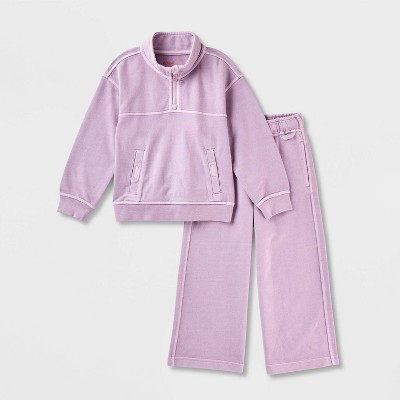 Toddler Girls' Adaptive French Terry Sweater Top & Bottom Set - Cat & Jack™ Lavender