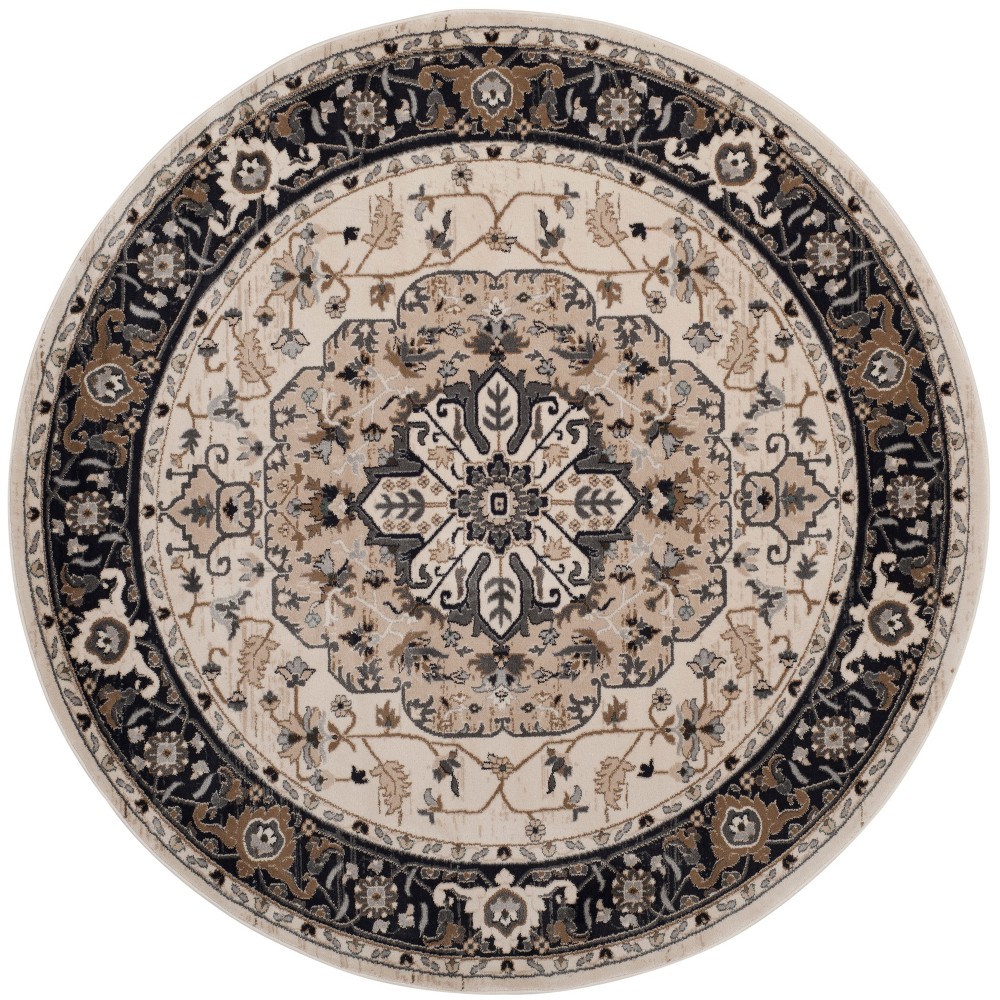 7' Medallion Loomed Round Area Rug Cream/Navy - Safavieh