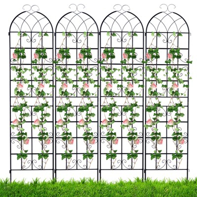 Tangkula Metal Garden Trellis for Climbing Plants 2/4/6 Pack Fence Trellis Panels 87” Tall Retro Style Cucumber Trellis