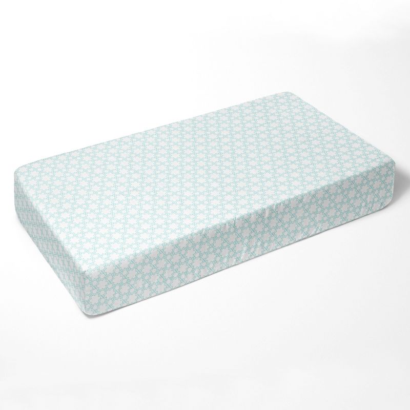Bacati - Floret Aqua Muslin 3 pc Toddler Bed Sheet Set 100 pecent cotton, 4 of 7