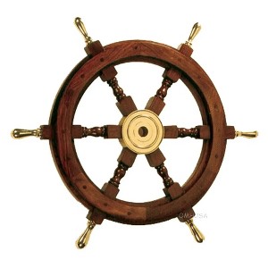 Ship Wheel – Rosewood Finish – 2 inch Wall Hanging Accent By Old Modern Handicrafts - 1 of 4
