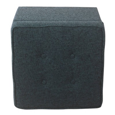 Small Textured Navy Tufted Storage Ottoman