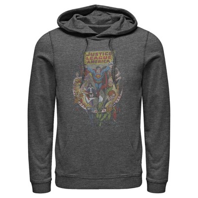 Men's Justice League Vintage Hero Collage Pull Over Hoodie
