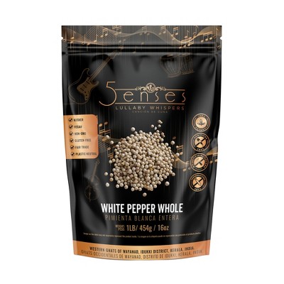 5Senses White Pepper | Lullaby Whispers |  Naturally Sun Dried, Vegan Friendly, Non-GMO Seasoning | Resealable Pouch