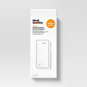 Apple iPhone 16 Pro Screen Protector Glass Shield 3pk - dealworthy™ - 1 of 3