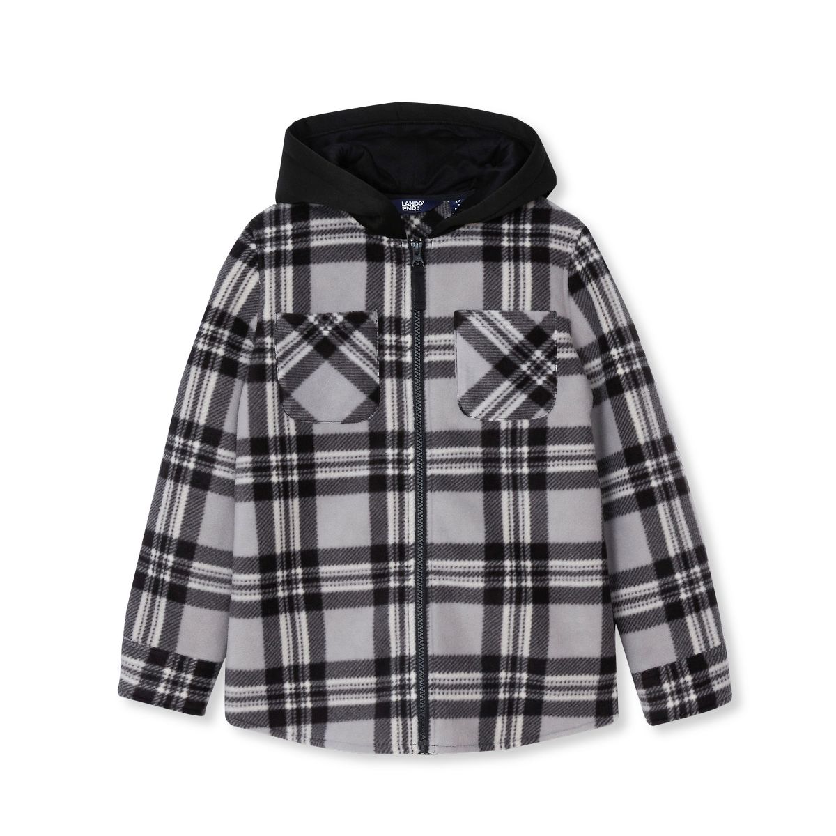 Lands' End Kids Long Sleeve Hoodie Flannel Shirt