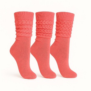 Women’s Slouch Socks Cotton Slouchy Knee-High Boot Socks 3 Pairs Scrunch Breathable Extra Long All-Season Comfort - 1 of 4