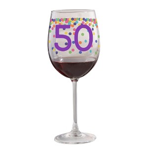 Personalization Mall Confetti Cheers Personalized Birthday Age Wine Glass, 19 oz - 1 of 1