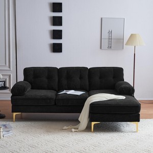 VASIP 82" Modern L-Shaped Velvet Sectional Sofa,Space Saving Sleek Design Plush Comfort Couches,for Living Room, Bedroom ,Yellow - 1 of 4