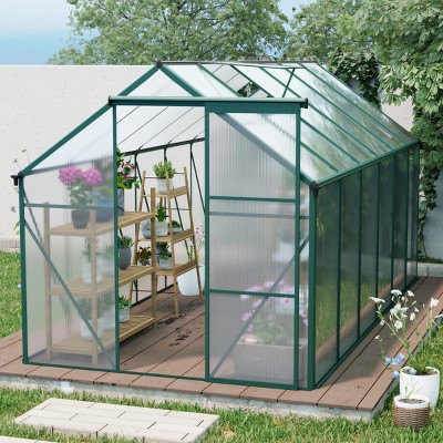 Outdoor Patio 6x8 FT Greenhouse,  Greenhouse with Sliding Door, Greenhouse with Large Storage for Multiple Scenarios-Coolbibila