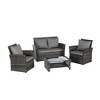 4-Piece Outdoor Patio Rattan Conversation Sofa Set with Tempered Glass Coffee Table - 4 of 4