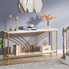 Gulches Modern 70.9" Console Entryway Table with 2-Tier Storage, Faux Marble Top & Gold Steel Shelf, White - 4 of 4
