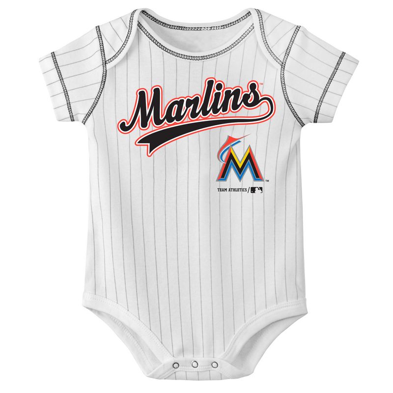 MLB Miami Marlins Baby Boys&#39; 3pk Short Sleeve Bodysuit - 0-3M, 4 of 5