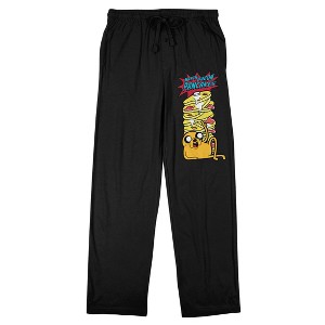 Adventure Time Bacon Pancake Men's Black Sleep Pajama Pants - 1 of 4