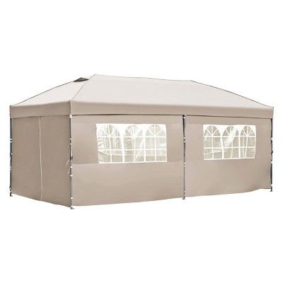 10x20 FT Heavy-Duty Pop-Up Canopy Tent with Sidewalls, UV Protection, Adjustable Height, Portable Wheeled Bag, for Outdoor Events-Coolbibila
