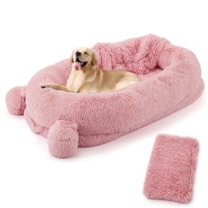 Human Dog Bed for Adult 71''x45''x12'', Comfy Large Human Dog Bed with Blanket, Storage Pockets, Portable Handle & Removable Cover - 1 of 4
