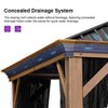 PURPLE LEAF Outdoor Hardtop Gazebo for Patio Galvanized Steel Double Roof Permanent Canopy Teak Finish Aluminum Frame Pavilion Gazebo with Netting - 4 of 4