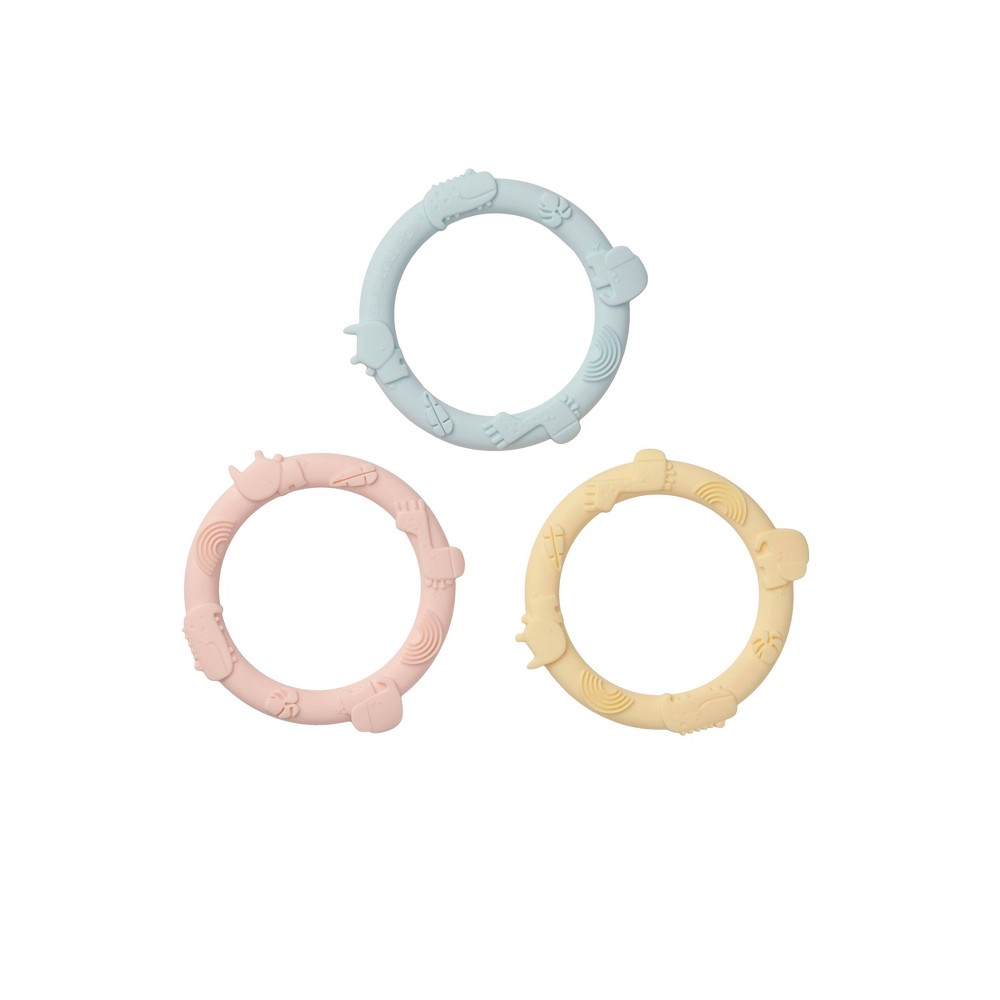 Photos - Bottle Teat / Pacifier Loulou Lollipop Silicone Wild Teething Ring Soother Set - Pastel 3pc