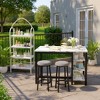 Hooseng 3-Piece Counter Height Bar Table Set with 2 Velvet Upholstered Backless Stools, Pub Table Set of 3 with Storage Shelves and Cushioned Seat - 4 of 4