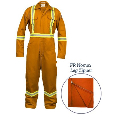 Flame Resistant Hi Vis Coverall with Leg Zipper