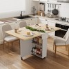 Folding Dining Table with Drawer and Storage, Folding kitchen Table with 6 Wheels, Suitable for Kitchens, Apartments, Small Spaces - 2 of 4
