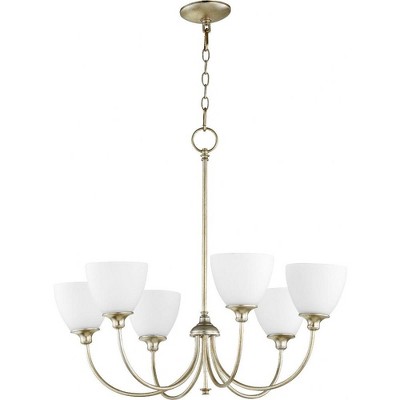 Quorum Lighting Celeste 6-Light Chandelier, Aged Silver Leaf, Glass, 28W, 24.5H