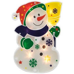 Northlight Lighted Snowflake Snowman Christmas Window Silhouette - 12.5" - Clear Lights - 1 of 4