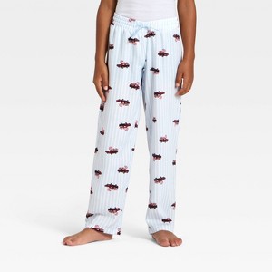 Boys' Striped Christmas Candy Cane Cars Pajama Pants - Cat & Jack™ Blue - 1 of 3