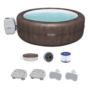 Bestway Coleman St Moritz AirJet Inflatable Hot Tub with EnergySense Cover, 2-Pack SaluSpa Spa Seat and 2 Sets of SaluSpa Padded Headrest Pillows - 1 of 4