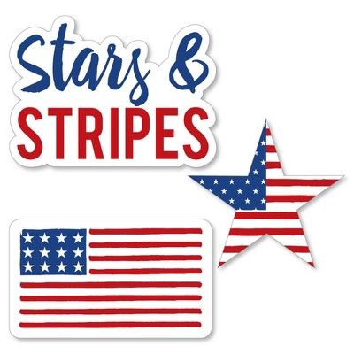 Big Dot of Happiness Stars and Stripes - DIY Shaped Memorial Day, 4th of July and Labor Day USA Patriotic Party Cut-Outs - 24 Count