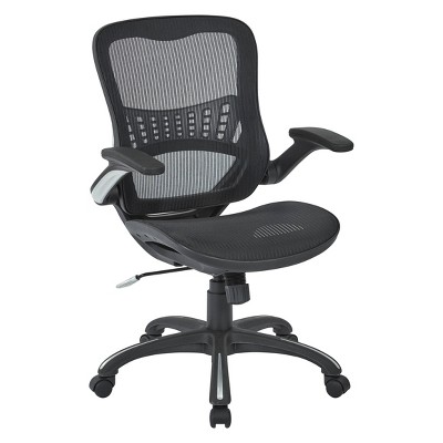 Office Star Screen Back Manager Chair with Mesh Seat - Black/Silver