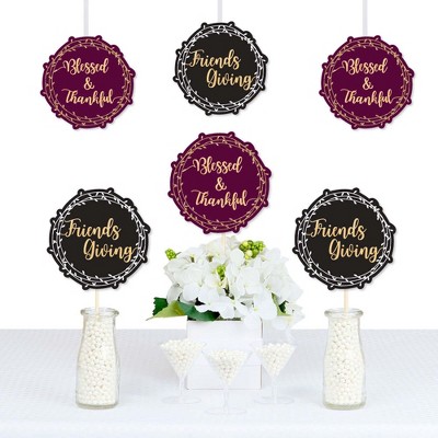 Big Dot of Happiness Elegant Thankful for Friends - Decorations DIY Friendsgiving Thanksgiving Party Essentials - Set of 20