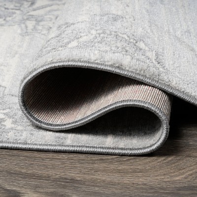 Luxurious Light Gray 8' Square Synthetic Easy-Care Rug